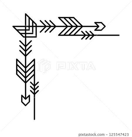 Line geometric corner. Tribal ethnic decorative linear element. 125547423
