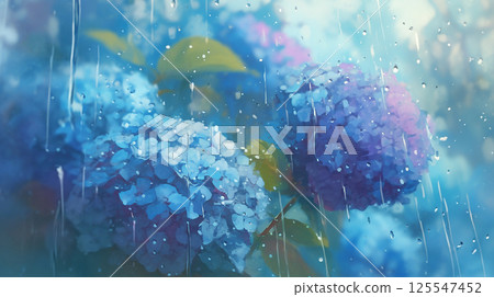 雨中的繡球花插圖 - 生成式 AI 125547452