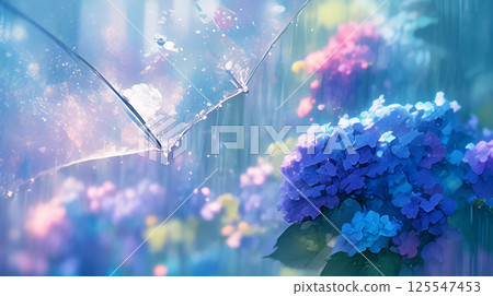 雨中的繡球花插圖 - 生成式 AI 125547453