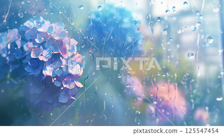 雨中的繡球花插圖 - 生成式 AI 125547454