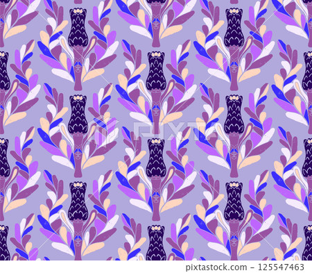 watercolor seamless pattern with tree branches 125547463