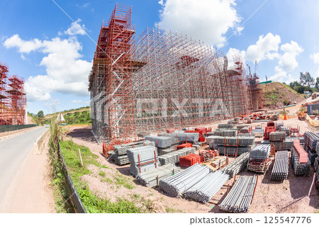 Bridge High Construction Scaffolding Road Highway Bridge High Construction Scaffolding Road Highway 125547776