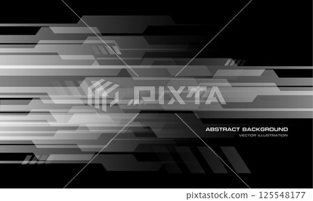 Abstract white grey cyber technology futuristic geometric on black design modern bakcground vector 125548177