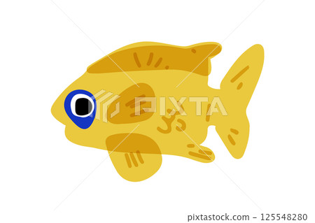 Cartoon Cozy Yellow Fish Illustration Cartoon Cozy Yellow Fish Illustration 125548280