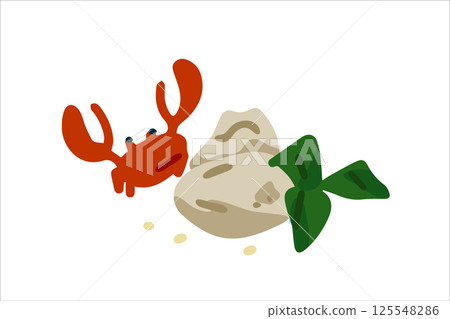 Cartoon Crab and Rock Illustration 125548286