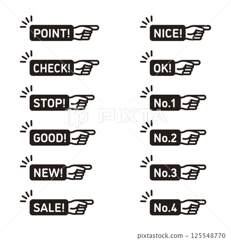 Pointing finger icons, point, check, stop, etc. 125548770