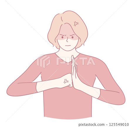A confident young person making a friendly gesture that conveys emotion and positivity 125549010