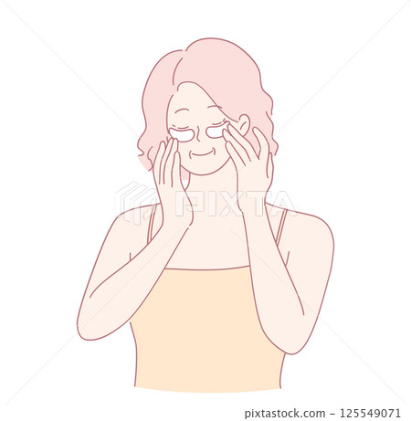 Illustration of a Relaxing Face Massage Technique for beauty and skincare enthusiasts Illustration of a Relaxing Face Massage Technique for beauty and skincare enthusiasts 125549071
