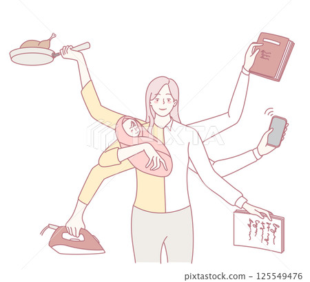 A multitasking parent balances daily tasks, responsibilities, achievements, and creativity A multitasking parent balances daily tasks, responsibilities, achievements, and creativity 125549476
