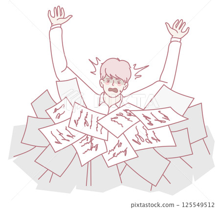Feeling Overwhelmed by Paperwork A Detailed Depiction of ModernDay Stress Challenges 125549512