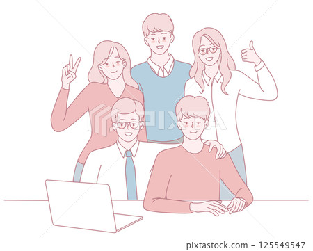 Creative professionals collaborate in a modern workspace, sharing ideas and celebrating diversity 125549547