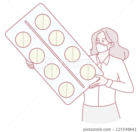A Female Pharmacist Holding a Medicine Pack and Providing Assistance to Patients in Need 125549641