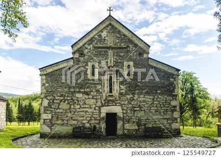 Georgian Orthodox Church. Architecture old Christian temple in Georgia in the Caucasus 125549727