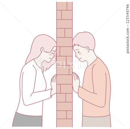 The Emotional Connection That Exists Behind a Wall in a Relationship Between Partners 125549746