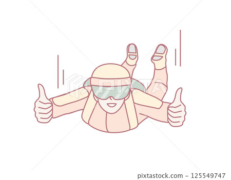 An Exciting Skydiver Freefalling with Thumbs Up, Celebrating the Thrill of Adventure in the Air An Exciting Skydiver Freefalling with Thumbs Up, Celebrating the Thrill of Adventure in the Air 125549747