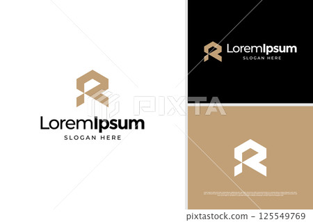 Geometric letter R business real estate logo design template 125549769