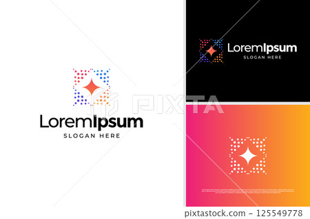 Pixel stars technology logo illustration design template 125549778