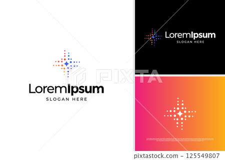 Pixel stars technology logo illustration design template 125549807