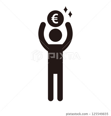 Pictogram icon of a person who won money 125549835