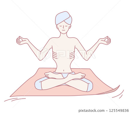 Experience the Serene Meditation Pose beautifully illustrated in a Minimalistic Style 125549836