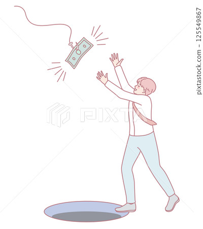 Chasing Money A Playful and Engaging Illustration Depicting the Financial Struggles of Life 125549867