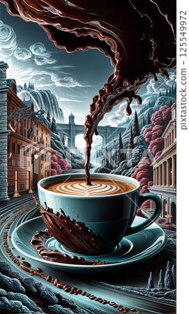 Digital wallpaper for mobile phone on the theme of coffee 125549972