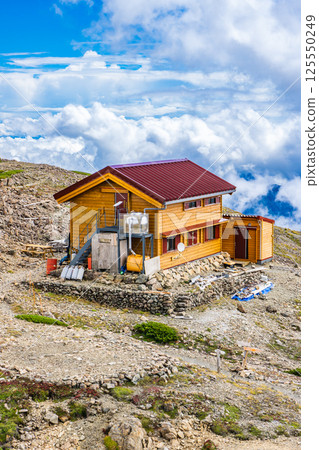 Akaishi refuge hut at the summit of Mt. Akaishi Southern Alps Mt. Akaishi climbing 125550249
