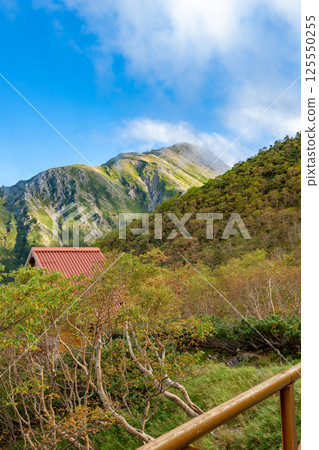 Mt. Akaishi seen from Arakawa hut. Climbing Mt. Akuzawa and Mt. Arakawa in the Southern Alps 125550255