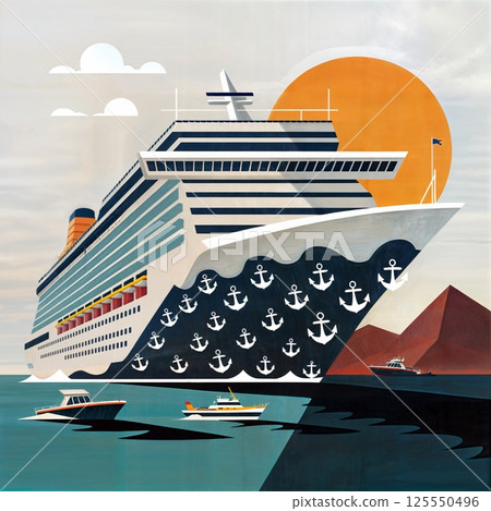Big cruise ship in vector 125550496