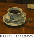 A cup of coffee at a coffee shop 125550629
