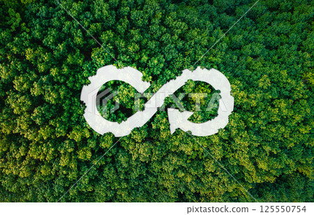 circular economy icon aerial view of forest and trees 125550754