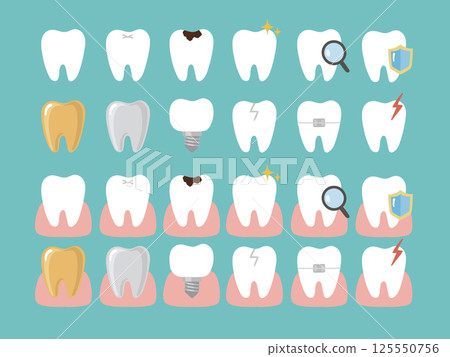 A set of various tooth icon materials A set of various tooth icon materials 125550756