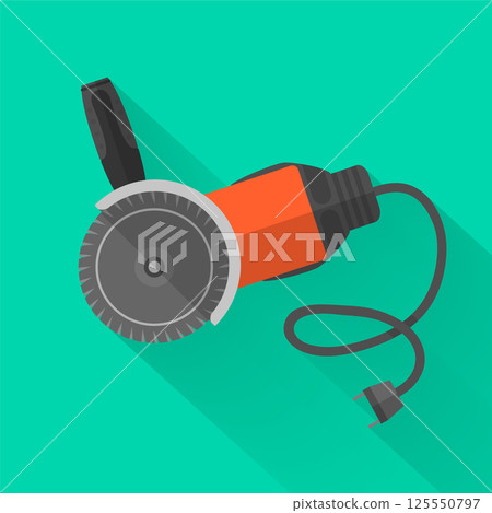 Abrasive wheel or rinding machine electric tool with shadow. Vector flat illustration. 125550797
