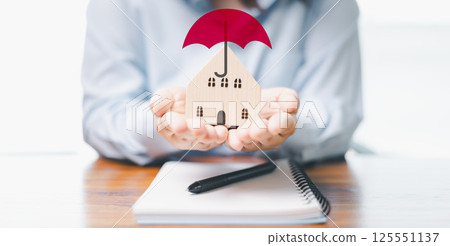 Proper care and insurance for your home and estate are crucial for mortgage safety and sound property finance in business loan. insurance, mortgage, property, business, home, banner with copy space. Proper care and insurance for your home and estate are crucial for mortgage safety and sound property finance in business loan. insurance, mortgage, property, business, home, banner with copy space. 125551137
