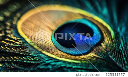 Colorful close-up of peacock feather 125551557