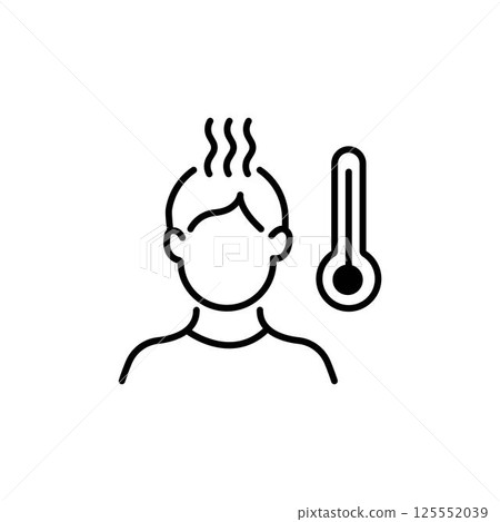 High fever line icon vector symbol. Outline pictogram of fever High fever line icon vector symbol. Outline pictogram of fever 125552039