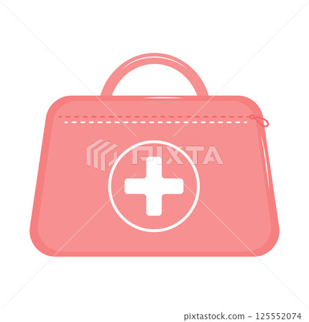 First Aid Kit Medical Bag with White Cross on white background. Vector illustration 125552074