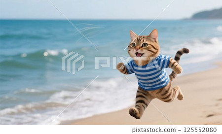 A cat takes a train on his first trip to the sea A cat takes a train on his first trip to the sea 125552080