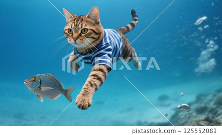 A cat takes a train on his first trip to the sea A cat takes a train on his first trip to the sea 125552081