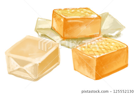 Delicious milk caramel hand-drawn watercolor illustration 125552130