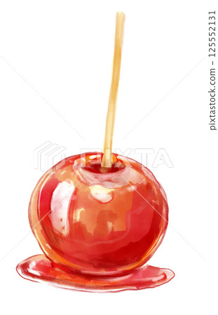 美味的糖果蘋果手繪水彩插圖 美味的糖果蘋果手繪水彩插圖 125552131