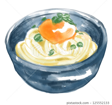 Delicious kamatama udon hand-drawn watercolor illustration Delicious kamatama udon hand-drawn watercolor illustration 125552133