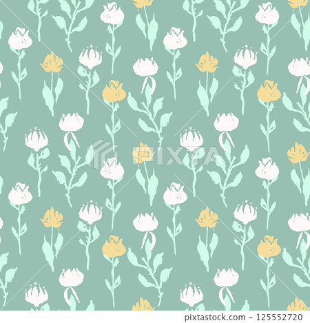 Seamless pattern with hand drawn pastel flowers Seamless pattern with hand drawn pastel flowers 125552720