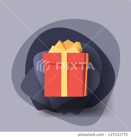 red cute gift box on abstract back 125552755