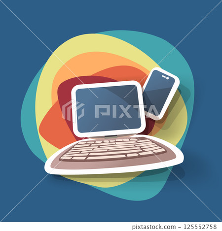 electronic devices in modern cute design banner 125552758