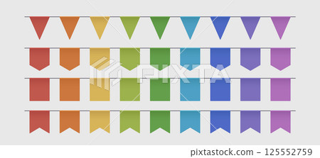 colorful party garlands various shapes in set colorful party garlands various shapes in set 125552759