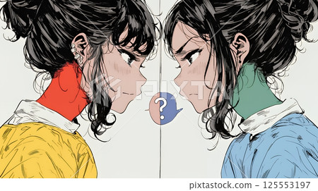兩位女商人在沒有完全理解對方意見的情況下繼續對話 125553197