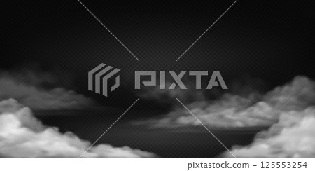 Realistic transparent smoke isolated on black background 125553254