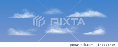 Fluffy Clouds in Clear Blue Sky 125553256