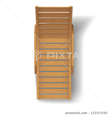 Top View of Wooden Adirondack Chair on White Background 125553293